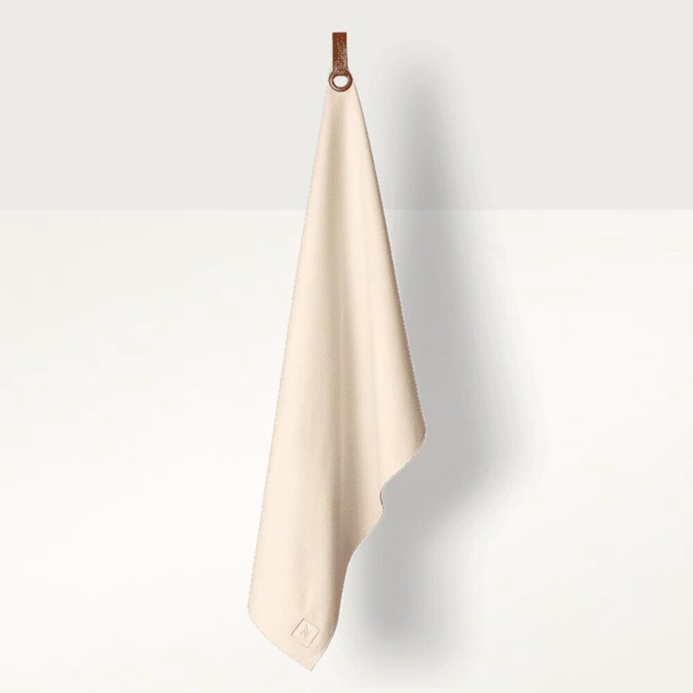 NWT Nespresso Organic Cotton Coffee Towel w/ PU Leather Strap | New in Box